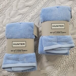 Hunter 100% Turkish Cotton Light Blue Hand Towels 4 Pc Set 16 in x 28 in